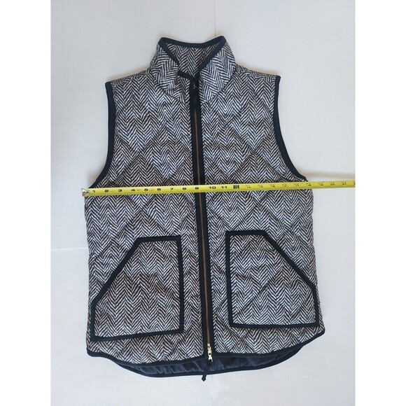 J.Crew Women Black Ivory Excursion Herringbone Quilted Insulated Puffer Vest S - Picture 5 of 7
